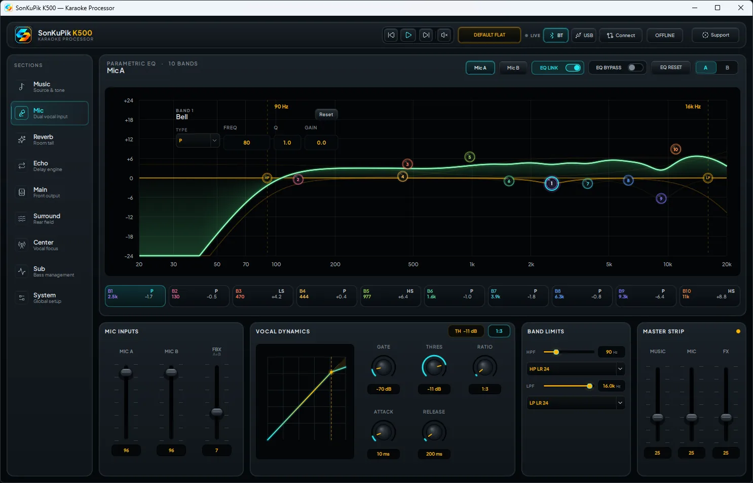 Microphone A setting section