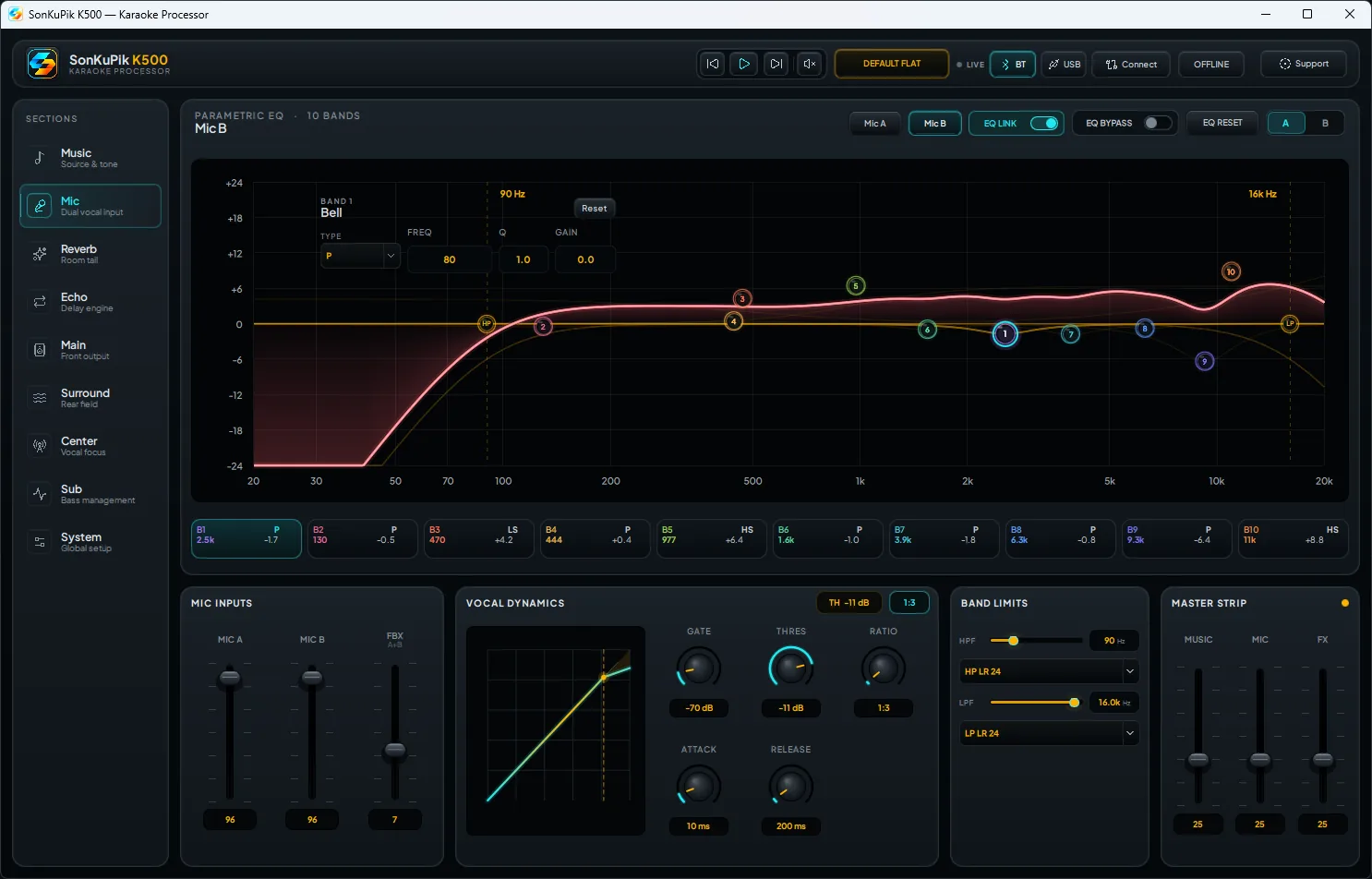 Microphone B setting section