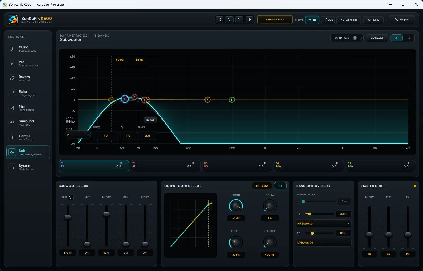 Subwoofer output section